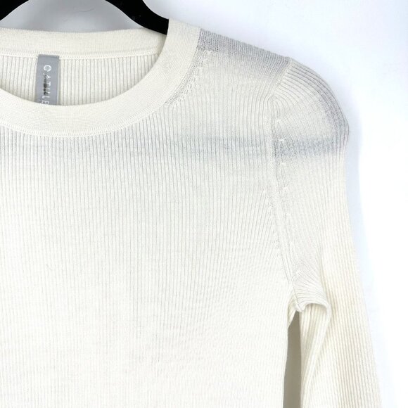 Athleta Table Rock Fitted Ribbed Sweater Merino Wool Sea Salt Ivory XS - Picture 4 of 9